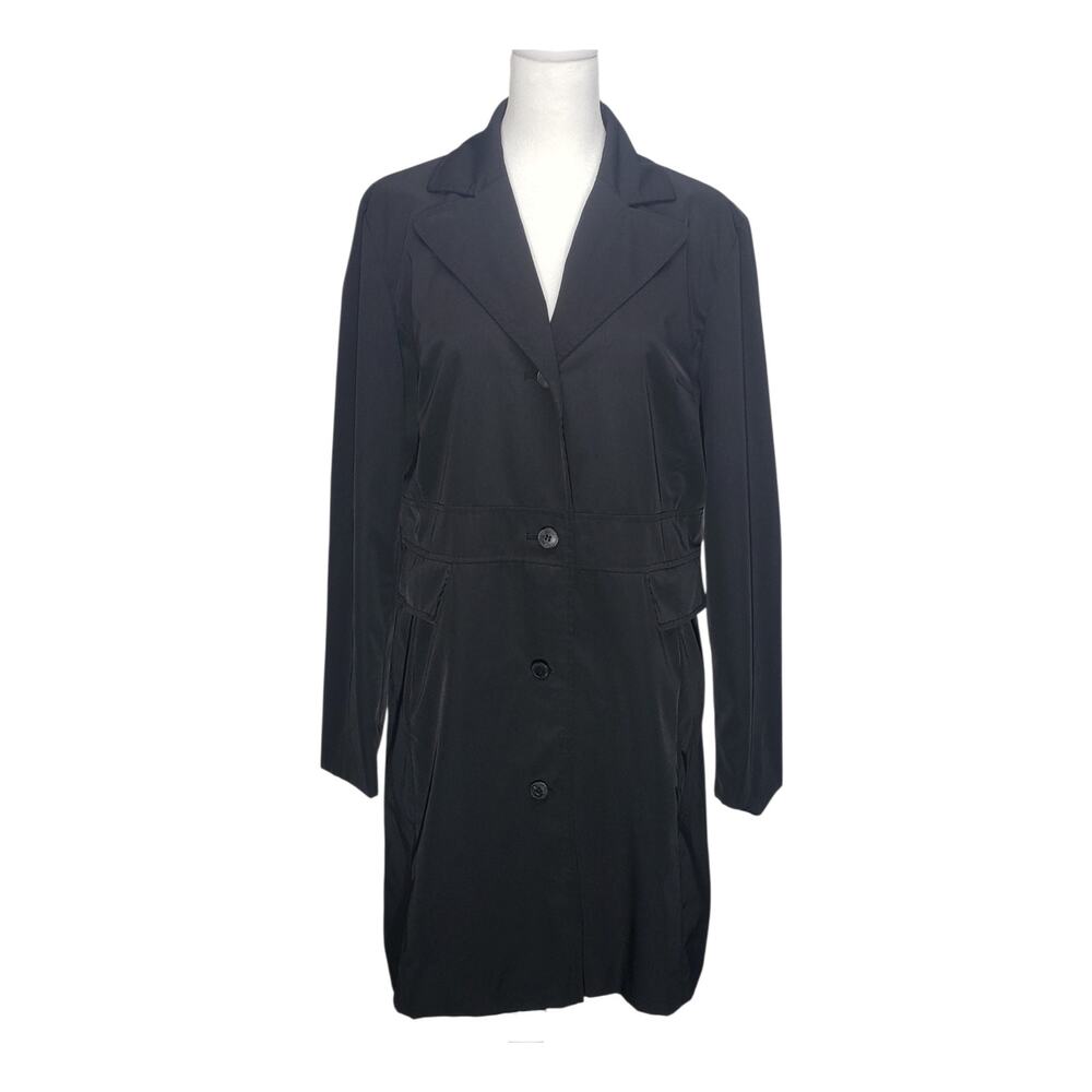 Jason Kole Vintage 90s Longline Blazer Coat Black Womens L Petite Dark Academia